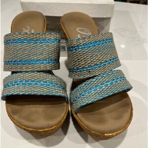 Onex Natural/Turquoise Wedges, size6